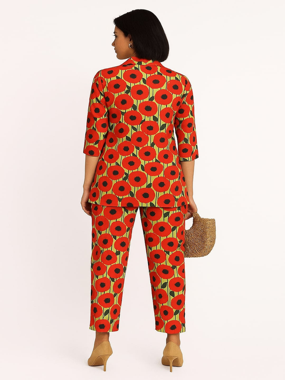 Printed Pure Cotton Shirt Collar Neck Tunic With Trousers Co-Ords