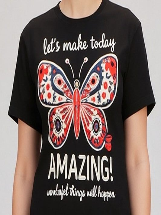 Graphic Printed Round Neck Pure Cotton T-shirt