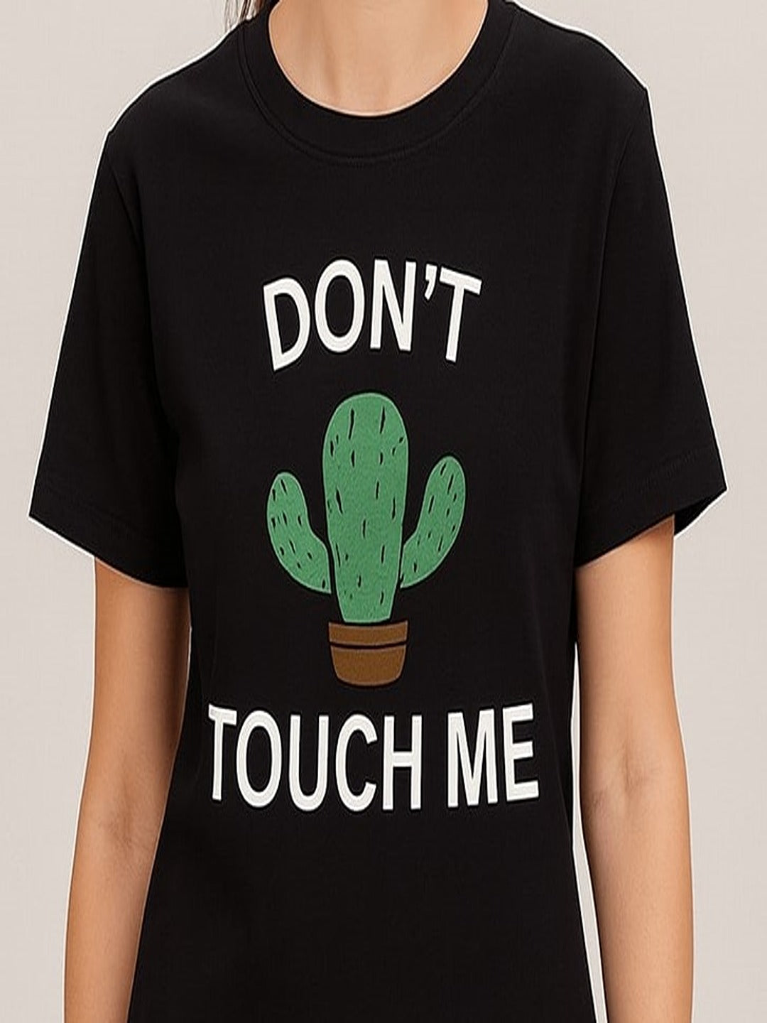Women Typography Printed Round Neck Cotton T-shirt