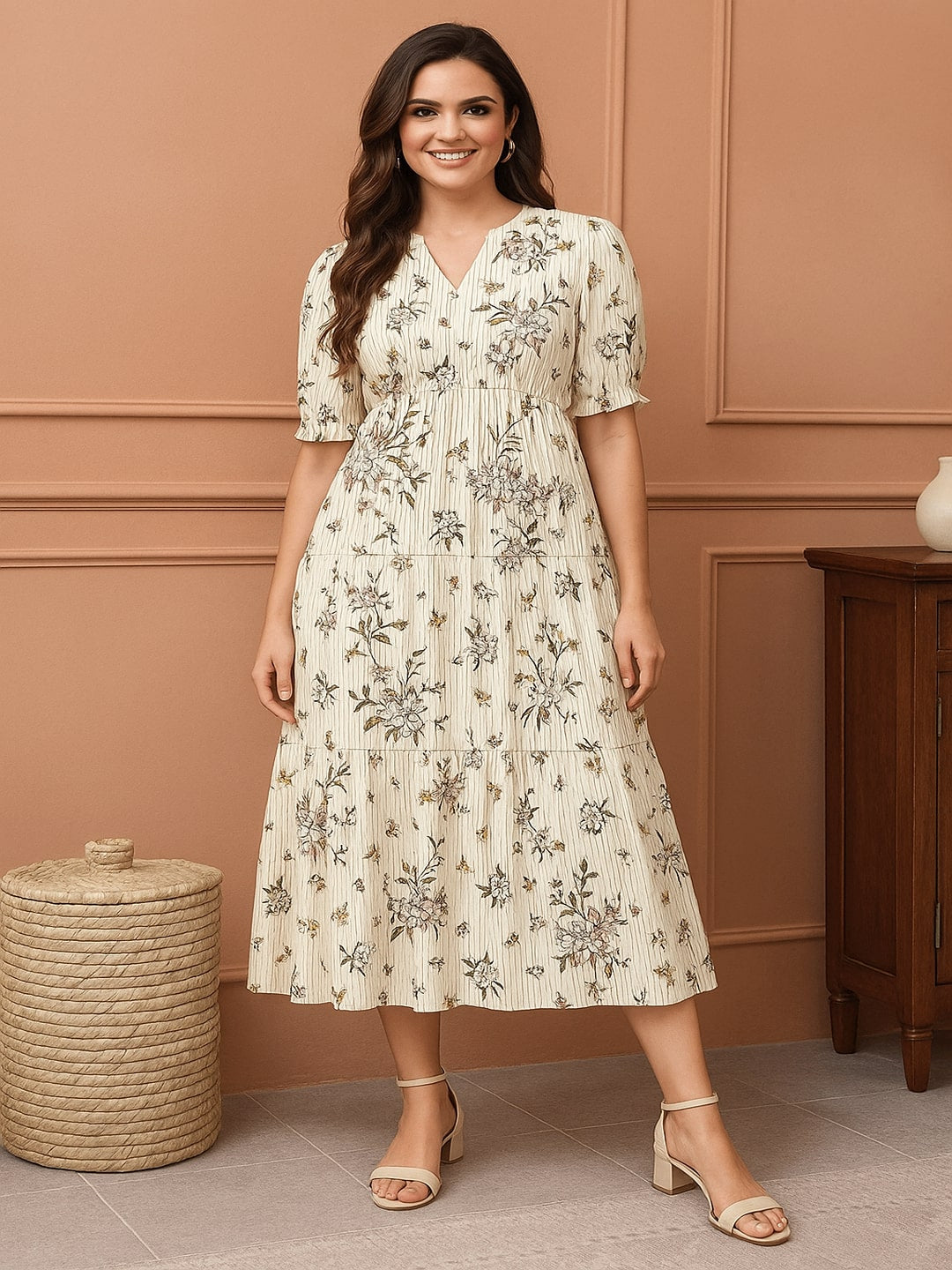 GAB Classic  Cotton Fit & Flare Midi Dress