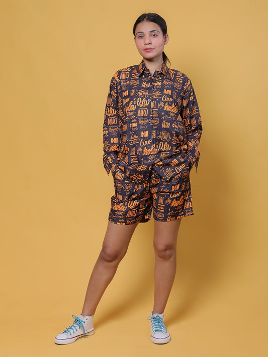 GAB Printed Shirt&Shorts Co-Ord Set
