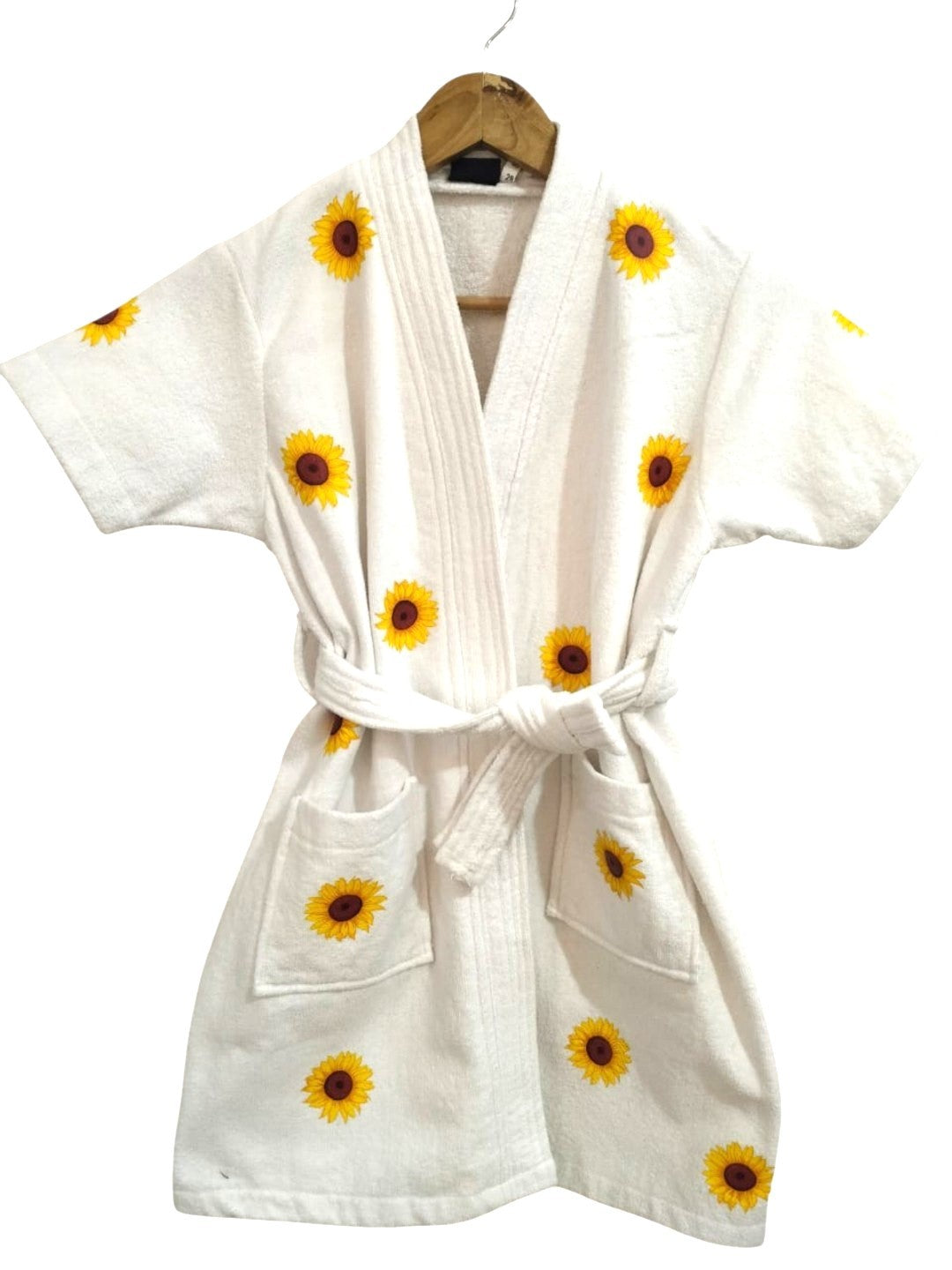 GAB Kids Printed Pure Cotton Shawl Neck Bath Robe With Belt