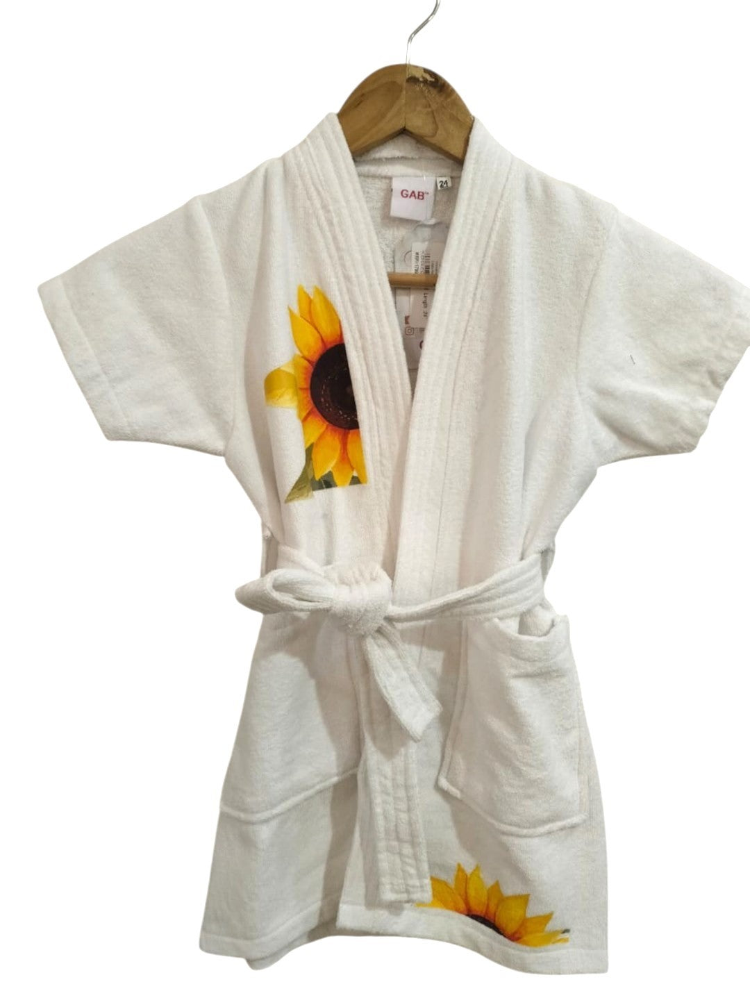 GAB Kids Printed Pure Cotton Shawl Neck Bath Robe With Belt