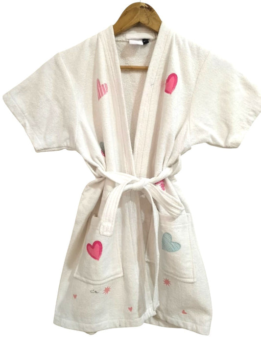 GAB Kids Printed Pure Cotton Shawl Neck Bath Robe With Belt