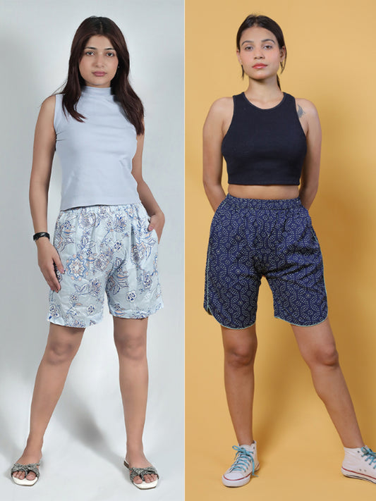 GAB Women/Girl Printed Shorts For Summer Set Of 2