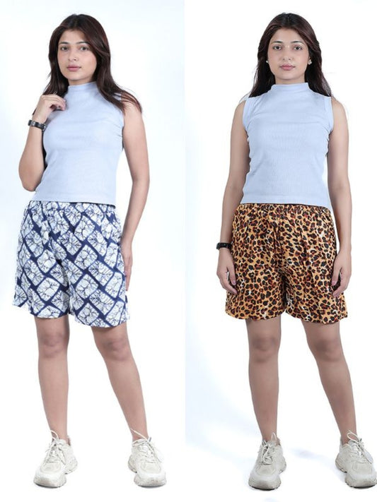 GAB Women/Girl Printed Shorts For Summer Set Of 2