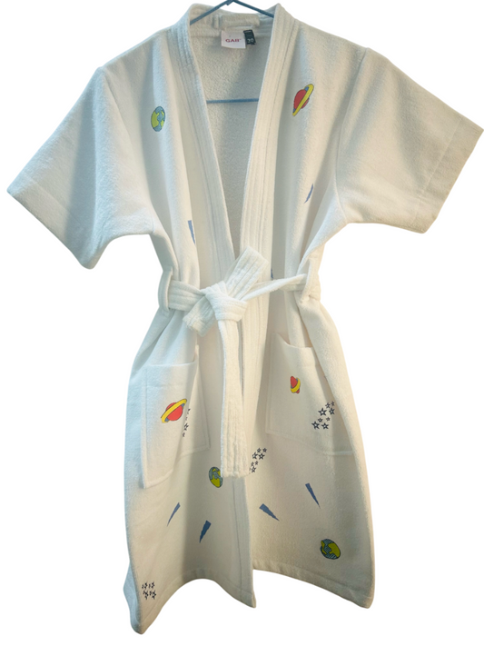 GAB Kids Printed Pure Cotton Shawl Neck Bath Robe With Belt